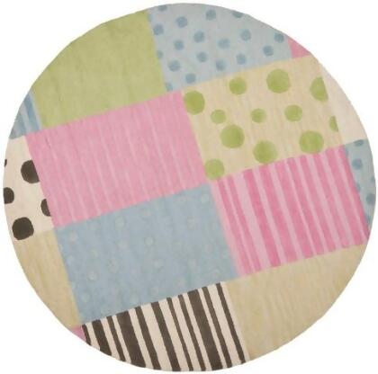 Safavieh SFK322A-4R Safavieh Kids Hand Tufted Round Rug- Blue - Pink- 4 x 4 ft. 