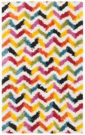 Safavieh SGK565A-4 Safavieh Kids Shag Power Loomed Rectangle Rug- Ivory - Multi- 4 x 6 ft. 