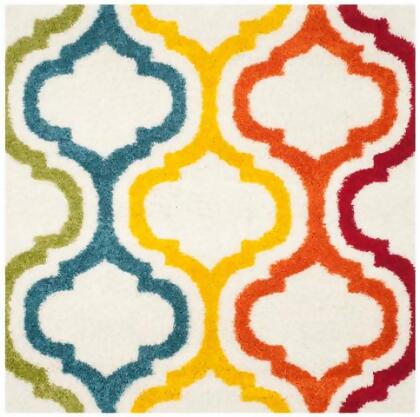 Safavieh SGK561A-7SQ Safavieh Kids Shag Power Loomed Square Rug- Ivory - Multi- 6 ft. 7 in. x 6 ft. 7 in. 