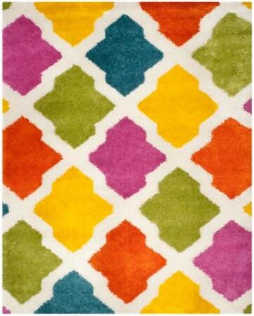 Safavieh SGK562A-9 Safavieh Kids Shag Power Loomed Rectangle Rug- Ivory - Multi- 8 ft. 6 in. x 12 ft. 