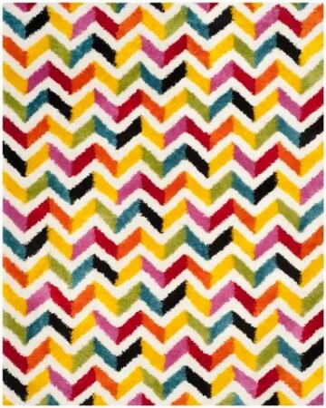 Safavieh SGK565A-9 Safavieh Kids Shag Power Loomed Rectangle Rug- Ivory - Multi- 8 ft. 6 in. x 12 ft. 