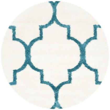 Safavieh SGK566C-7R Safavieh Kids Shag Power Loomed Round Rug- Ivory - Blue- 6 ft. 7 in. x 6 ft. 7 in. 