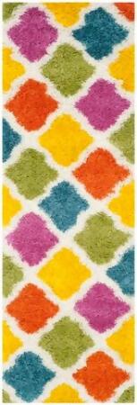 Safavieh SGK562A-27 Safavieh Kids Shag Power Loomed Runner Rug- Ivory - Multi- 2 ft. 3 in. x 7 ft. 