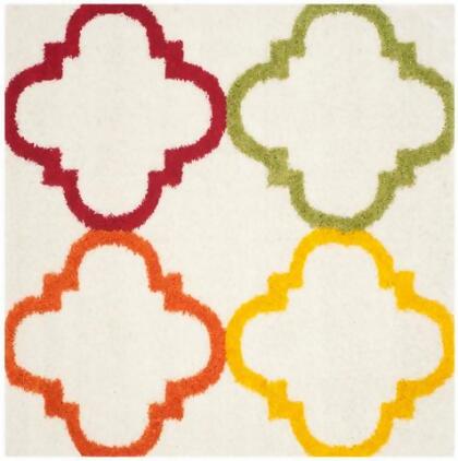 Safavieh SGK563A-7SQ Safavieh Kids Shag Power Loomed Square Rug- Ivory - Multi- 6 ft. 7 in. x 6 ft. 7 in. 