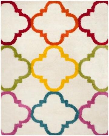 Safavieh SGK563A-9 Safavieh Kids Shag Power Loomed Rectangle Rug- Ivory - Multi- 8 ft. 6 in. x 12 ft. 