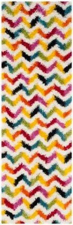 Safavieh SGK565A-27 Safavieh Kids Shag Power Loomed Runner Rug- Ivory - Multi- 2 ft. 3 in. x 7 ft. 