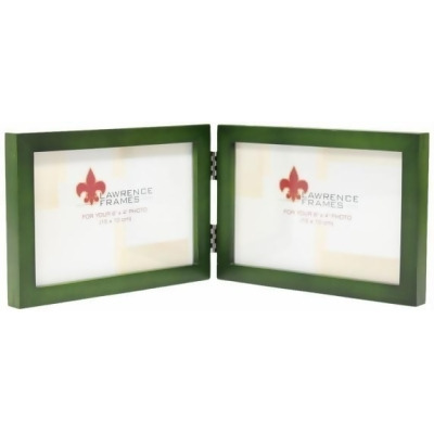 Lawrence Frames 756064D Hinged Double Horizontal Wood Picture Frame Gallery - Green- 0.67 in. 
