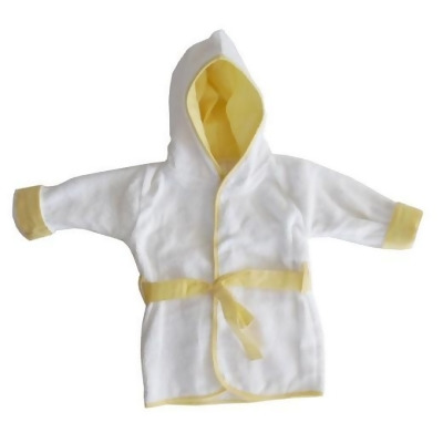 Bambini 960B YELLOW Terry Hooded Bath Robe with Pastel Trim & Applique- Yellow - One Size 