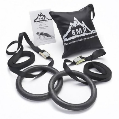 Black Mountain Products Gym Rings Black Multi-Use Exercise Gymnastics Rings- Black 