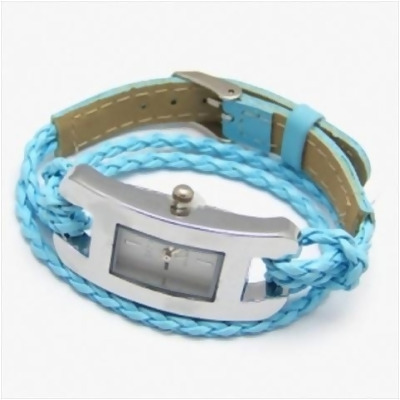 Best Desu 17324 Handmade Leather Bracelet Watch- Blue 