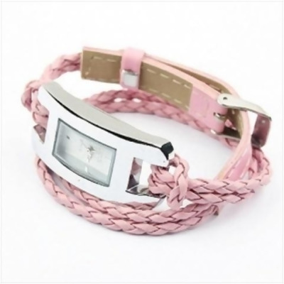 Best Desu 17325 Handmade Leather Bracelet Watch- Pink 