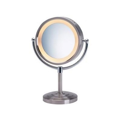 Jerdon Style HL745NC 8.5 in.- 5X-1X Lighted Table Top Mirror- Nickel- Height 15 in. 