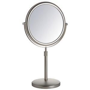 Jerdon Style JP4045N 8.5 in.- 5X-1X Table Top Mirror- Nickel- Height Adjustable 16.5 in. to 21.5 in. 