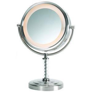 Jerdon Style HL856MNC 8 in.- 6X-1X Lighted Table Top Mirror- Nickel- Height 14 in. 