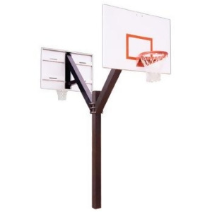 First Team Legend Playground Dual Steel Double Sided In Ground Fixed Height Basketball System- Orange - All