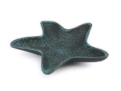 Handcrafted Decor K-1290-seaworn Seaworn Blue Cast Iron Starfish Decorative Bowl- 8 in. 