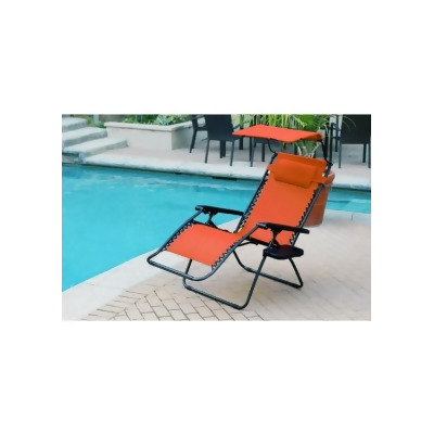 Jeco GC11 Oversized Zero Gravity Chair with Sunshade & Drink Tray- Orange 