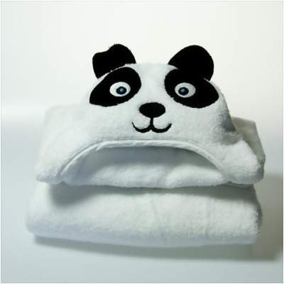 Little Ashkim HTP002 Toddler Panda Hooded Turkish Towel - White- 2 Years-5 Years 