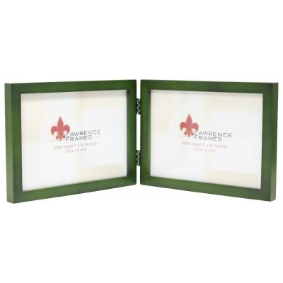 Lawrence Frames 756075D Hinged Double Horizontal Wood Picture Frame Gallery - Green- 0.71 in. 