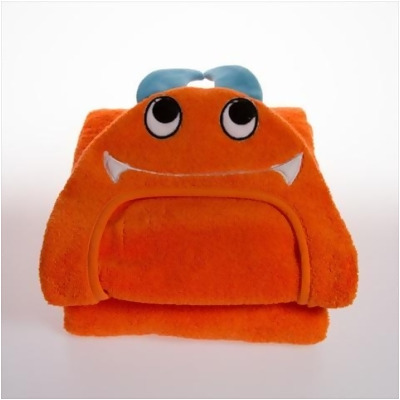 Little Ashkim HTM002 Toddler Monster Hooded Turkish Towel - Orange- 2 Years-5 Years 