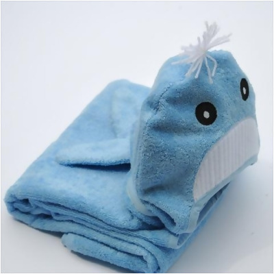 Little Ashkim BHTW002 Little Kid Whale Hooded Bamboo Turkish Towel - Blue- 2T-5T 