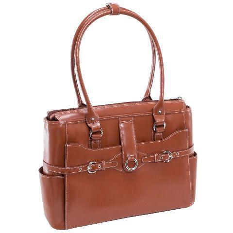 McKlein 96564 15.6 in. Willow Springs Leather Ladies Briefcase- Brown - 16.5 x 5.25 x 11.5 in.