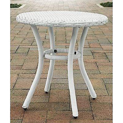 Modern Marketing Concepts CO7217-WH Palm Harbor Outdoor Wicker Round Side Table- White 