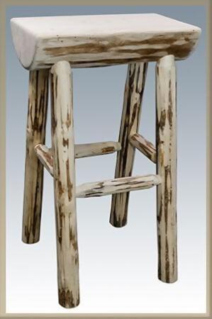 Montana Woodworks MWBNHL Barstool- Half Log-No Back-Montana Collection-Ready to Finish 