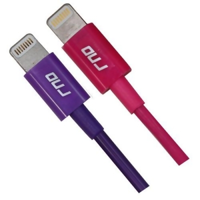 RND Accessories 2X Apple Certified Lightning To USB Cable 1.5 ft. Data Sync And Charge 8-Pin Cable - Purple & Pink- Set of 2 