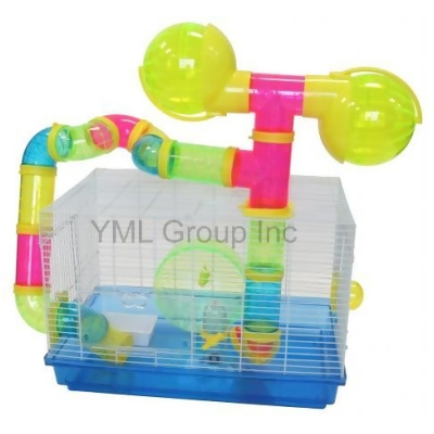 YML H1812B-BL Dwaft Hmaster Mice Cage with Color Translucent Tubes- Base and Accessories - color may vary. 