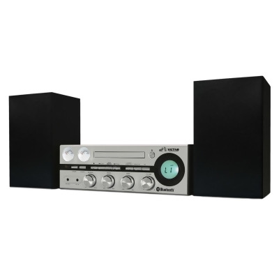 Victor Audio VDTS-4400-SL-VIC Victor Milwaukee 50W Desktop CD Stereo System w Bluetooth, CD Player & FM Radio (Silver) 