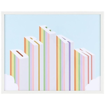 Safavieh WLA2030A 20 x 16 in. Rainbow Aspirations Framed Wall Art, Sky Blue & Pink 