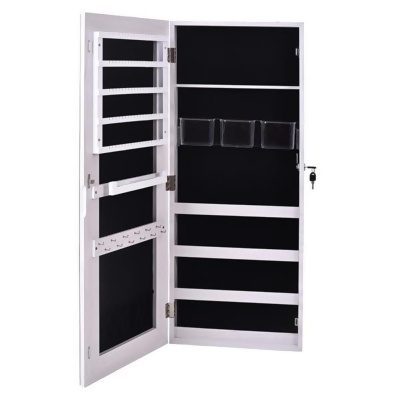 212 Main PHO-0R5R1AM8-US 4-Layer 3-Storage Boxes Cabinet with Mirror Wall-Mount Storage Organizer - White 