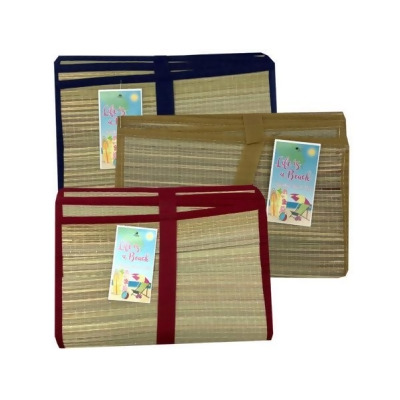 Kole Imports AA445-4 Bamboo Picnic Mat in Assorted Trim Colors - Pack of 4 