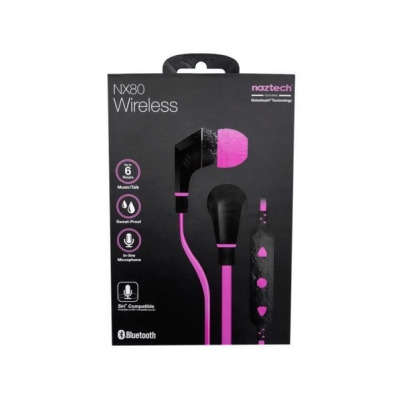 Kole Imports DA434-8 Naztech NX80W Bluetooth Wireless Sports Pink & Black Earphones - Pack of 8 