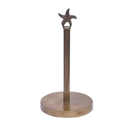 Handcrafted Model Ships SFPTH-6003-AN 7 x 7 x 16 in. Antique Brass Starfish Paper Towel Holder 