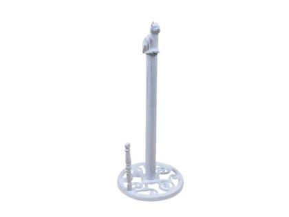Handcrafted Model Ships K-9234-w 16 x 7 x 7 in. Whitewashed Cast Iron Sitting Cat Kitchen Paper Towel Holder 