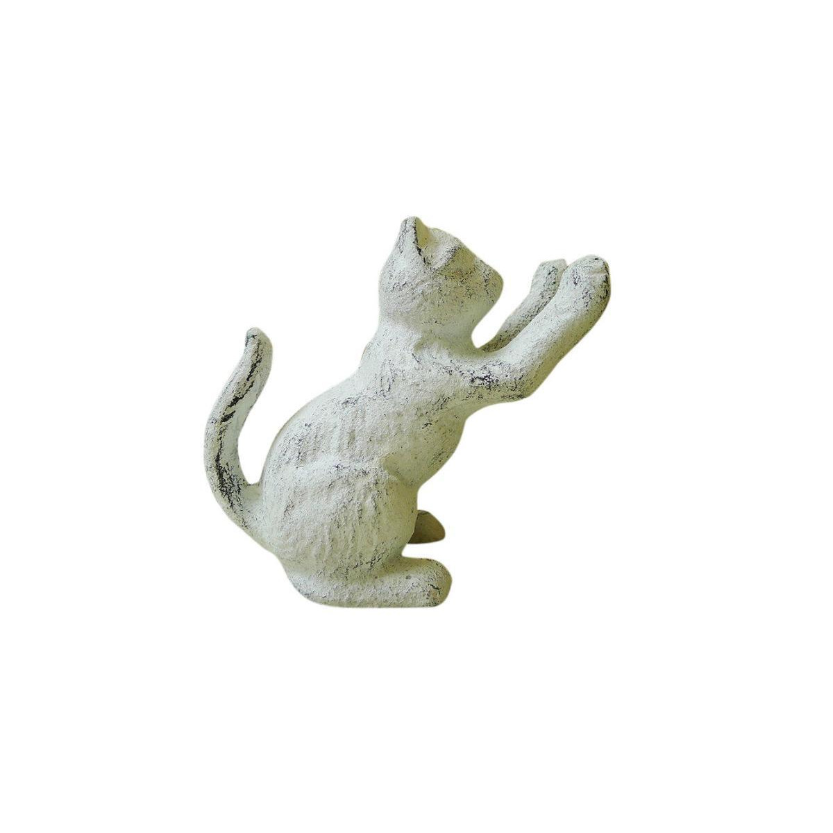 Handcrafted Model Ships k-0892A-w 5 x 2.5 x 5 in. Whitewashed Cast Iron Cat Door Stopper