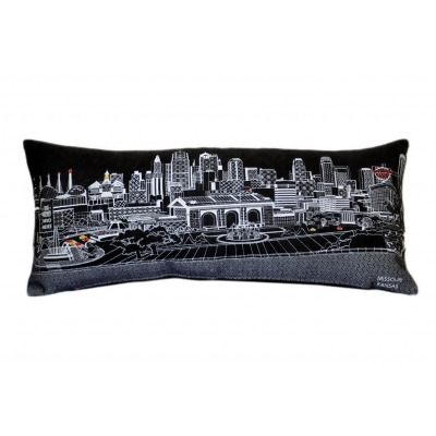 HomeRoots 482567 35 in. Kansas City Nighttime Skyline Lumbar Decorative Pillow, Black & Grey 