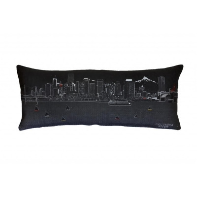 HomeRoots 482603 35 in. Portland Nighttime Skyline Lumbar Decorative Pillow, Black & Grey 