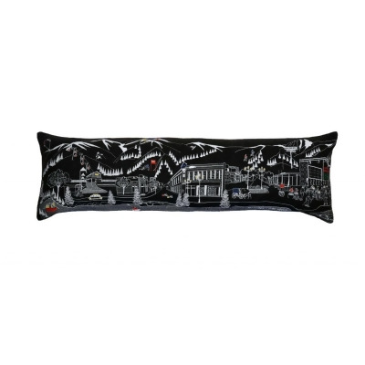 HomeRoots 482436 45 in. Aspen Nighttime Skyline Lumbar Decorative Pillow, Black & Grey 