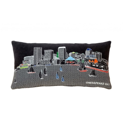 HomeRoots 482478 24 in. Austin Nighttime Skyline Lumbar Decorative Pillow, Black & Grey 