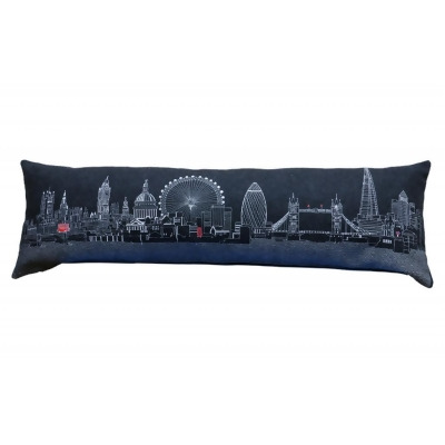 HomeRoots 482448 45 in. London Nighttime Skyline Lumbar Decorative Pillow, Black, Grey & White 