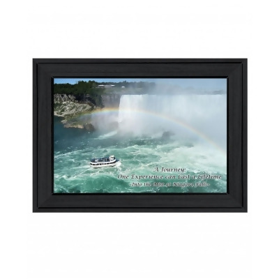 HomeRoots 407827 Into the Mist Niagara Falls Picture Frame Print Wall Art, Black & Blue 