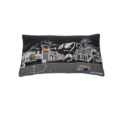 HomeRoots 482494 24 in. Jackson Nighttime Skyline Lumbar Decorative Pillow, Black & Grey 