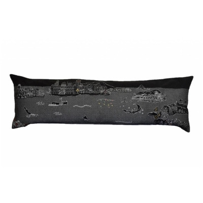 HomeRoots 482444 45 in. Hawaii Nighttime Skyline Lumbar Decorative Pillow, Black & Grey 