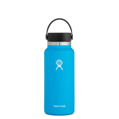 Hydro Flask W32BTS415 32 oz Vacuum Insulated Stainless Steel Water Bottle Flask with Flex Cap, Strap & Wide Mouth - Pacific 