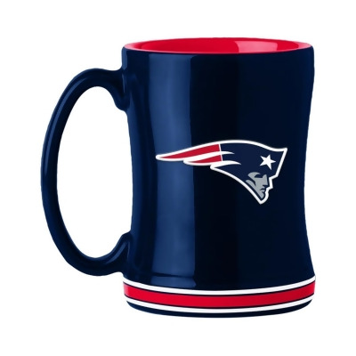 Logo Brands 629301242 14 oz Sculpted Relief Team Color New England Patriots Coffee Mug 