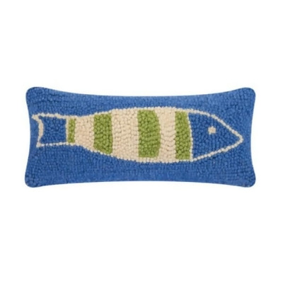 Peking Handicraft 30KN273AC05OB 12 x 5 in. Blue & Green Picket Fish Blown-in Filled Hook Pillow, Pack of 5 