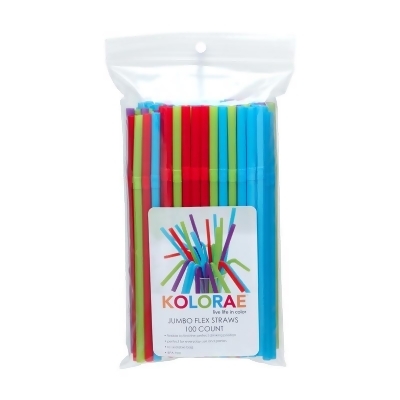 Kolorae 6023161 Plastic Flexible Drinking Straws - Assorted 